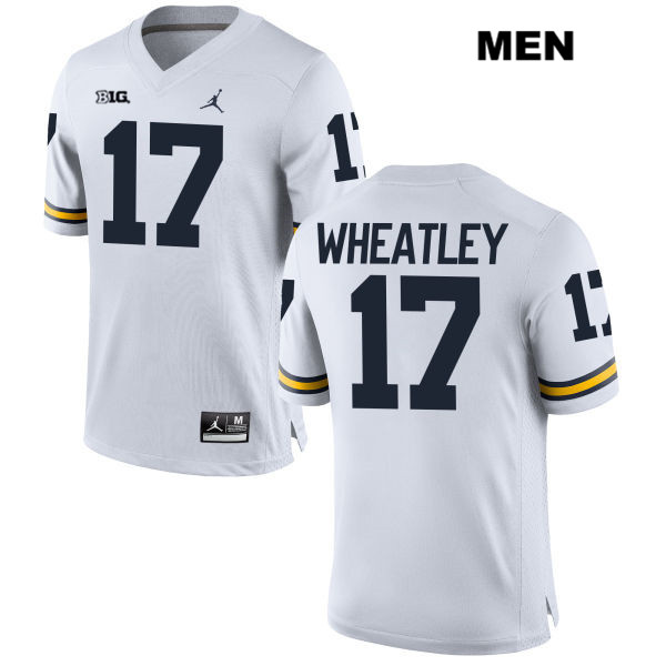 Men's NCAA Michigan Wolverines Tyrone Wheatley #17 White Jordan Brand Authentic Stitched Football College Jersey VX25B51XO